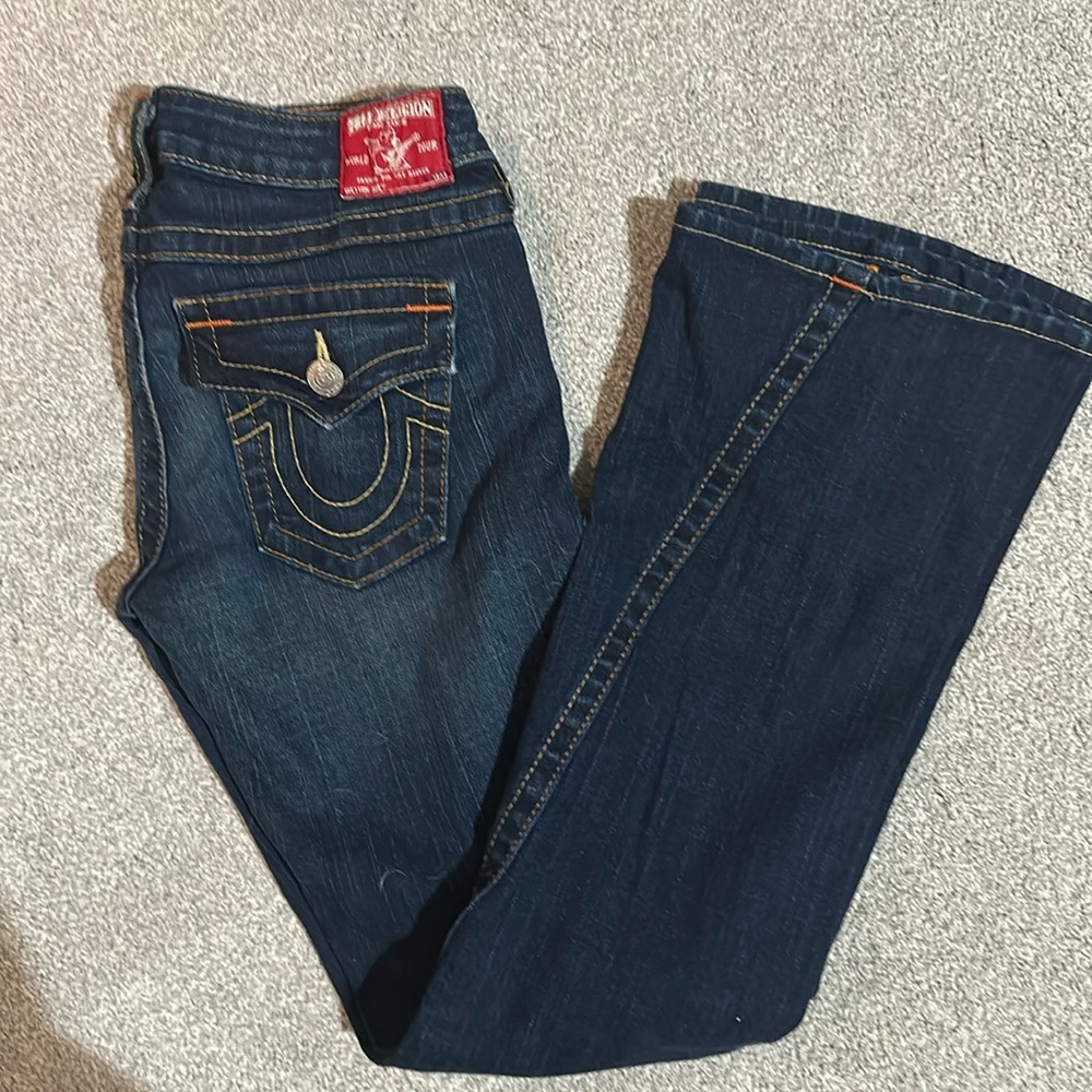 True Religion Joey denim jeans.  Sz 27, inseam 30.5”
